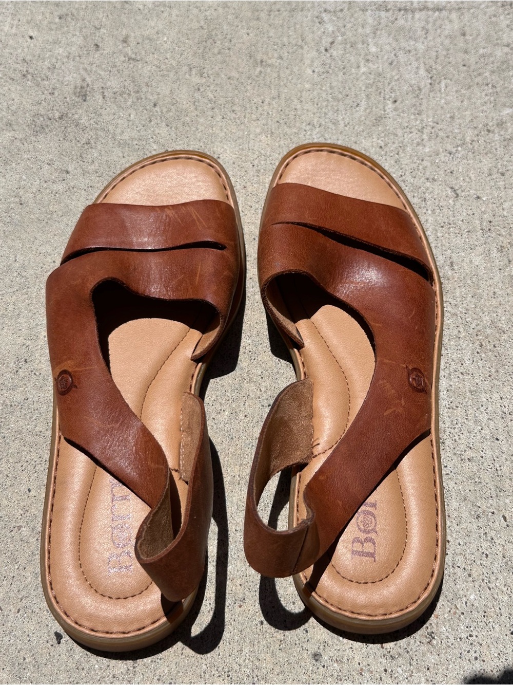 Born Inlet Slingback Sandals Women 10 M  Brown Leather Boho Comfort Flat B19 - Picture 9 of 12